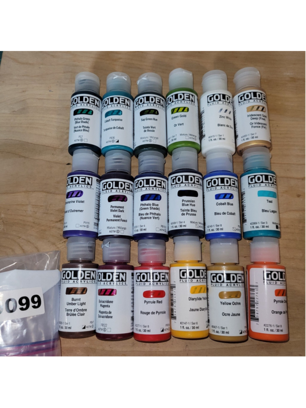 #99 Golden Fluid Acrylics 1 fl. oz/30 ml Lot Of 18 Sealed No Duplicates New!!